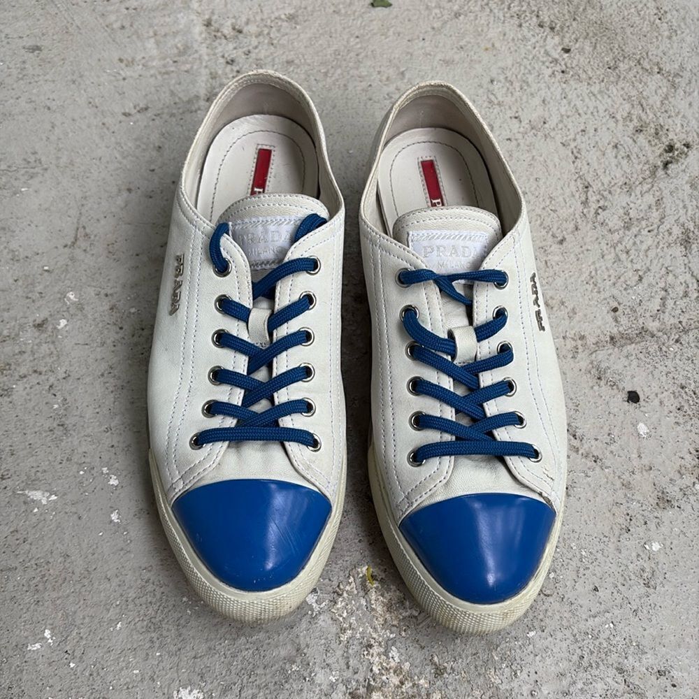 Prada low top leather sneakers